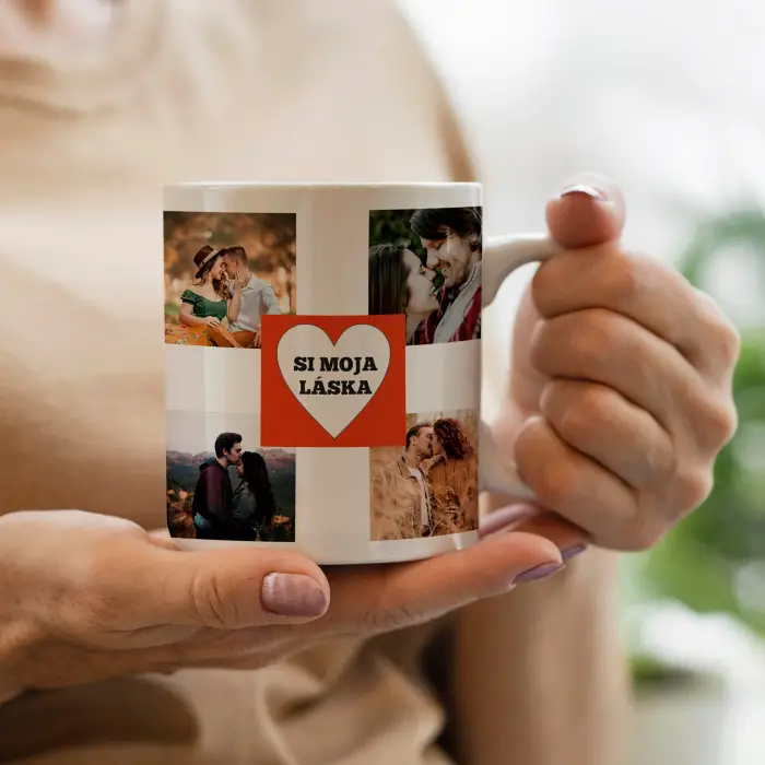 Personalizovaný hrnček - so srdcom a štyrmi obrázkami