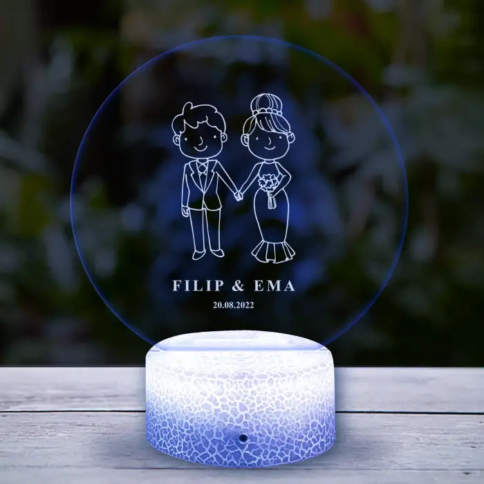Vlastná 3D LED lampa pre novomanželov