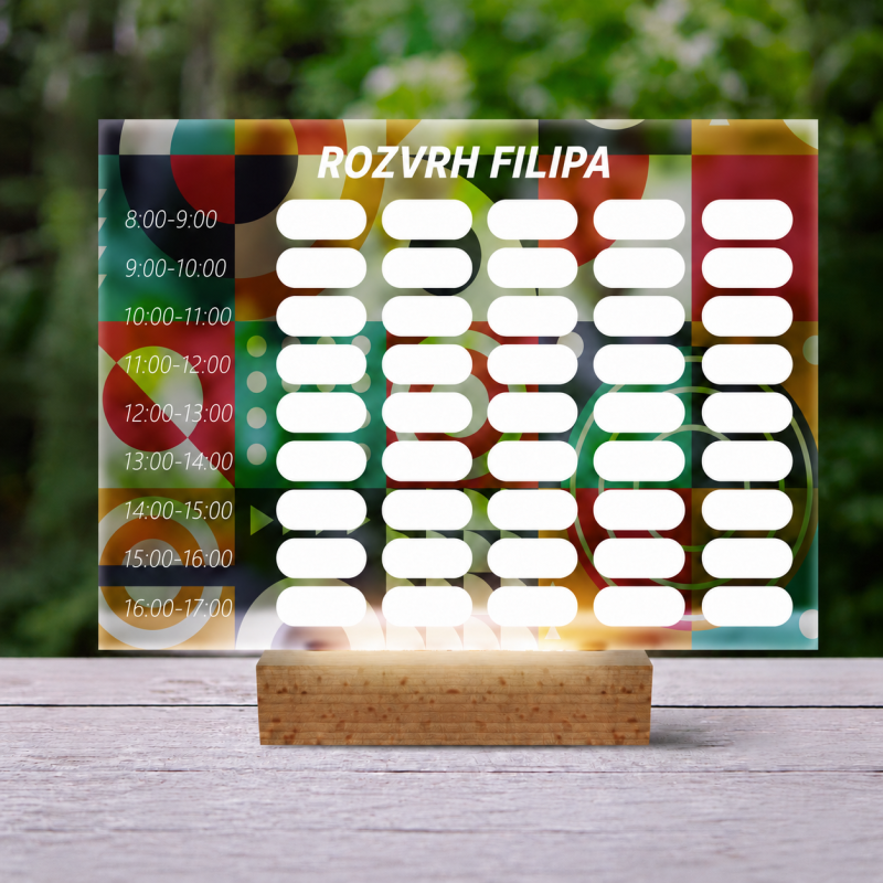 Personalizovaná 3D LED lampa s rozvrhom