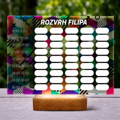 Personalizovaná 3D LED lampa – rozvrh s abstraktným dizajnom