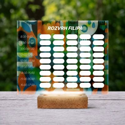Personalizovaná 3D LED lampa – rozvrh s moderným dizajnom