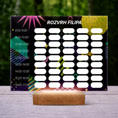Personalizovaná 3D LED lampa – rozvrh s abstraktným dizajnom