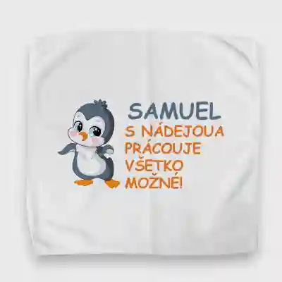 Personalizovaný uterák na desiatový box – Tučniak