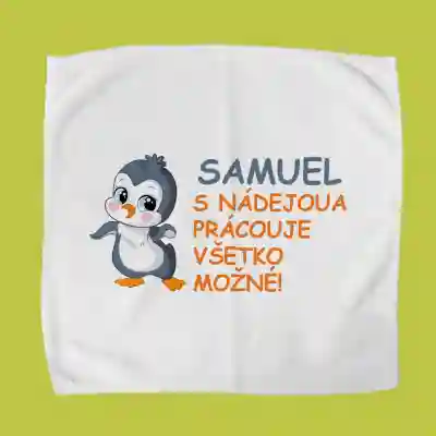 Personalizovaný uterák na desiatový box – Tučniak