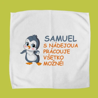 Personalizovaný uterák na desiatový box – Tučniak