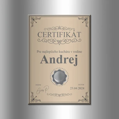 Magnet na chladničku s vlastným certifikátom