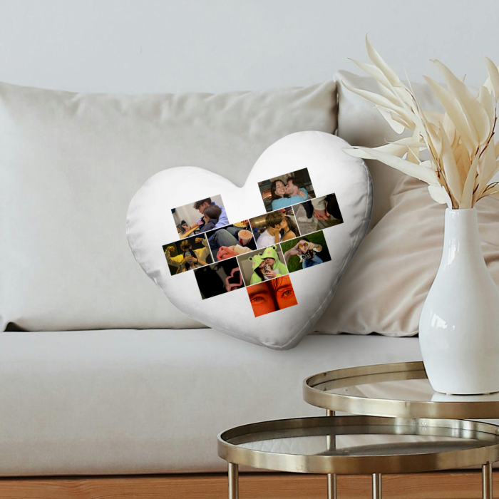 Personalizovaný vankúš v tvare srdca - Koláž