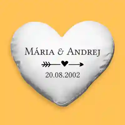 Personalizovaný vankúš v tvare srdca - Save the date so šípkou