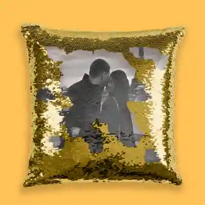 Personalizovaný vankúš s flitrami - Čierno-biely