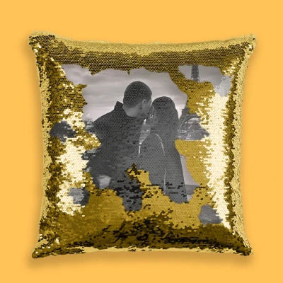 Personalizovaný vankúš s flitrami - Čierno-biely