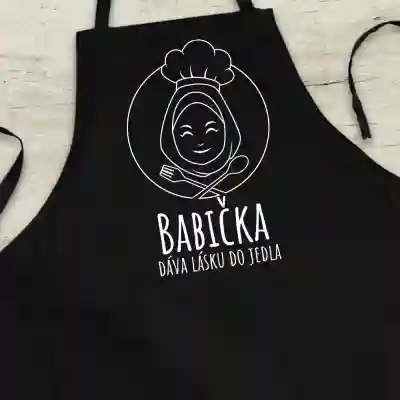 Personalizovaná kuchynská zástera - Stará mama dáva do jedla lásku