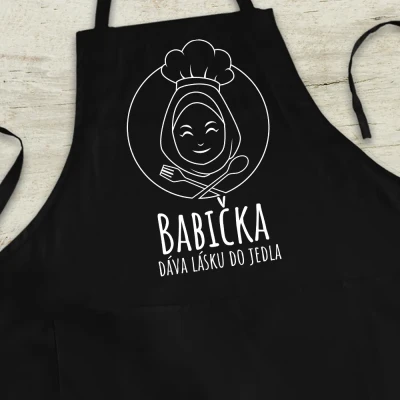 Personalizovaná kuchynská zástera - Stará mama dáva do jedla lásku