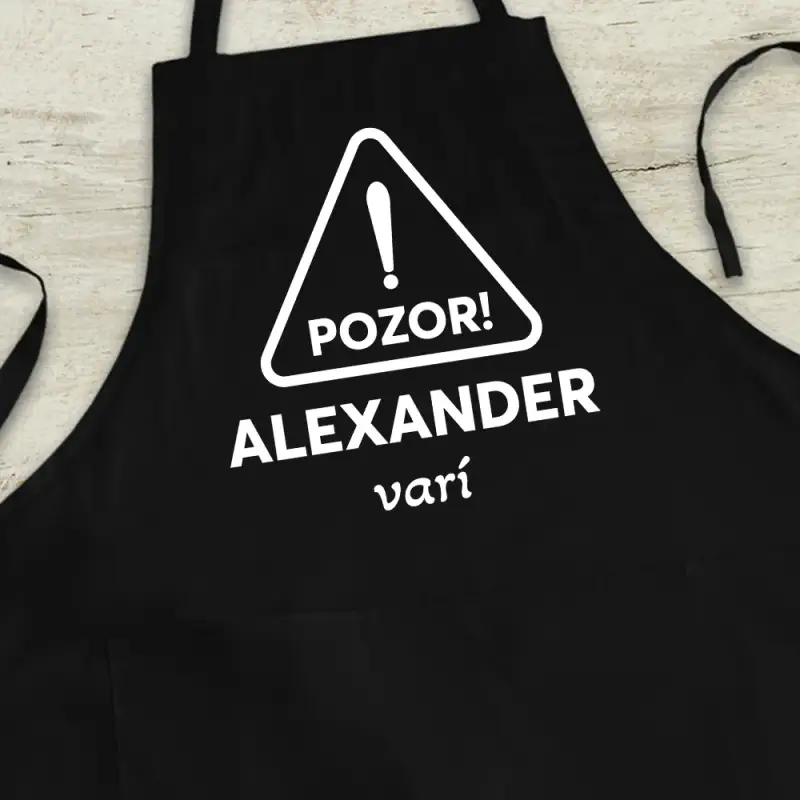 Personalizovaná kuchynská zástera - Pozor, varí!