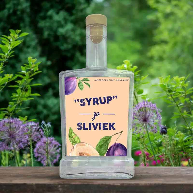 Fľaše s prispôsobiteľnou etiketou - Slivkový sirup