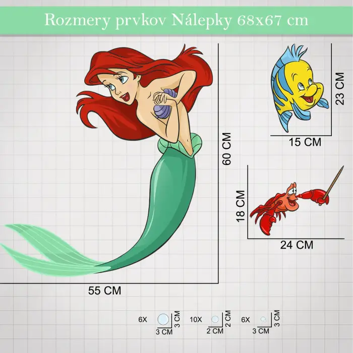 Nálepka na stenu - Malá morská víla