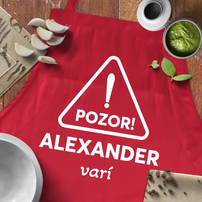 Personalizovaná kuchynská zástera - Pozor, varí!