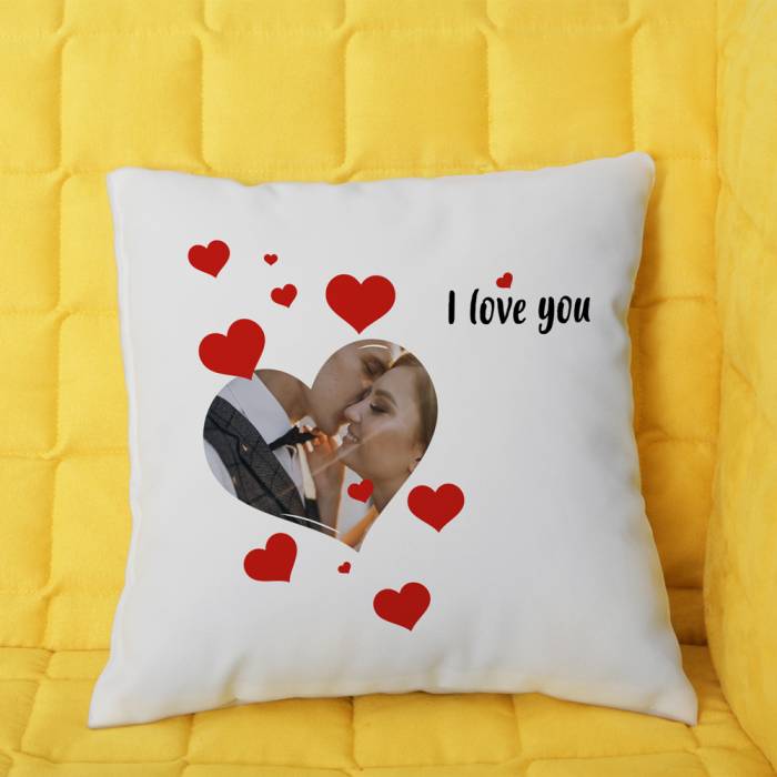 Personalizovaný vankúš s obrázkom a srdiečkami