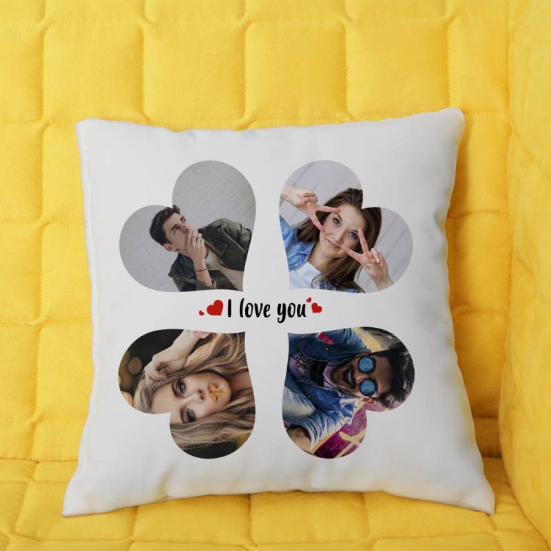 Personalizovaný vankúš so 4 srdiečkami