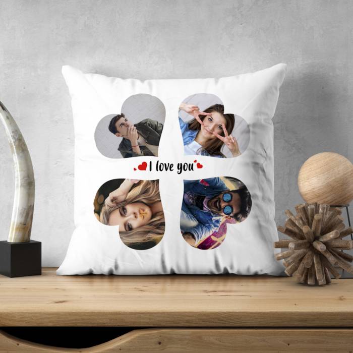 Personalizovaný vankúš so 4 srdiečkami