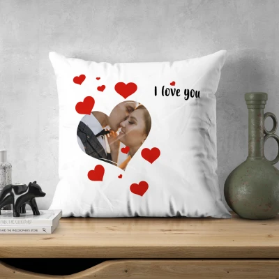 Personalizovaný vankúš s obrázkom a srdiečkami