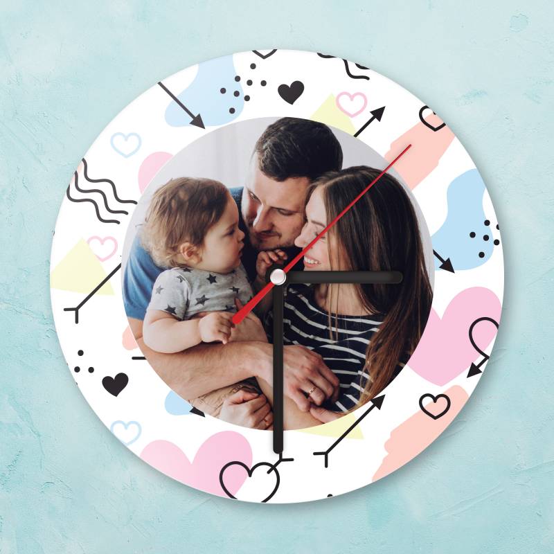 Personalizované stenné hodiny s rodinnou fotografiou